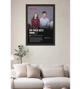 LoveFlix Kişiye Özel Film Afişi Ahşap Tablo  UV Baskı Çerçeveli Tablo