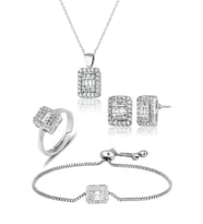 Elika Silver Kadın Baget Taşlı Dörtlü Set (STD)