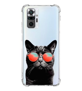 PrintiFy Xiaomi Redmi Note 10 Pro Uyumlu Kedi 3 Baskılı Şeffaf Köşe Korumalı Antişok Kılıf