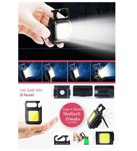 Led Anahtarlıklı El Feneri Şişe Açacağı Usb’li Şarj Edilebilir Cep Boy  Led Mıknatıslı 4Işık Modlu
