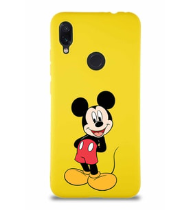 Xiaomi Redmi Note 7 Pro Soft Premier Kapak Mickey Mouse-B Tasarımlı Silikon Kılıf - Sarı (Şeffaf)