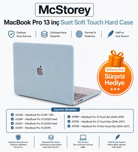 MacBook Pro 13 Süet Dokulu Kılıf A1706 A1708 A1989 A2159 A2251 A2289 A2338 M1 M2 Uyumlu İnce Hafif Sert Kılıf Koruyucu Kapak Açık Mavi
