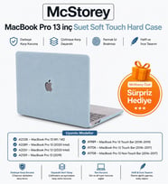 MacBook Pro 13 Süet Dokulu Kılıf A1706 A1708 A1989 A2159 A2251 A2289 A2338 M1 M2 Uyumlu İnce Hafif Sert Kılıf Koruyucu Kapak Açık Mavi