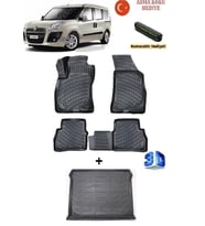 Fiat Doblo 2010-2022 Yılları Arası Uyumlu 3D Havuzlu Paspas ve Bagaj Havuzu Seti ASMA KOKU VE NUMARATÖR HEDİYELİ