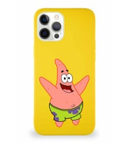 Apple iPhone 12 Pro Max Soft Premier Kapak Patrick Yıldız Tasarımlı Silikon Kılıf - Sarı (Şeffaf)