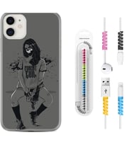 Apple iPhone 11 12 13 Mini Kılıf Kablo Koruma Spiral Silikon Purest Evil 1627