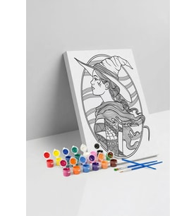 Cadı Desenli Mandala Tuval Boyama Seti 40x50 cm