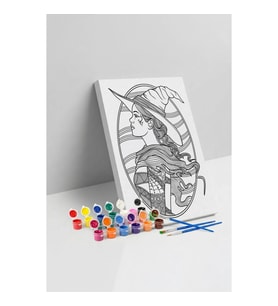 Cadı Desenli Mandala Tuval Boyama Seti 40x50 cm