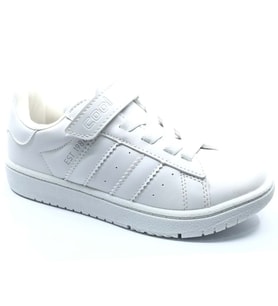 Cool Cooper Çocuk Bantlı Cilt Sneaker Spor Ayakkabı (Beyaz)