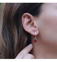 Damla Modeli Lal Taşlı 925 Ayar Gümüş Küpe