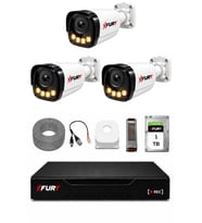 FURY 3 Kameralı Güvenlik Kamera Seti 4 Warm LED Gece Renkli Görüş 1 TB HDD