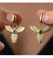 Gümüş Anka Kuşu Figürlü Gold Kadın Küpe