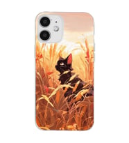 Iphone 12 Uyumlu Doğa ve Kedi Tasarımlı Şeffaf Telefon Kılıfı