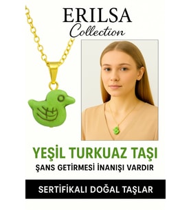 Sertifikalı Kuş Model Yeşil Turkuaz Taşı Kolye – Şifa, Koruma ve Ruhsal Uyum Taşı (Çok Renkli)