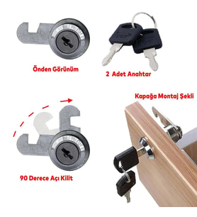 CANEX MANDALLI ÇEKMECE KİLİDİ NİKEL 20 MM (Metal)