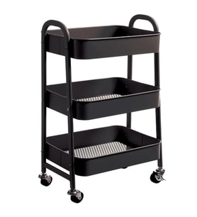 KRAF 494G TEKERLEKLİ METAL 3 KATLI RAF ÜNİTESİ SİYAH