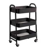 KRAF 494G TEKERLEKLİ METAL 3 KATLI RAF ÜNİTESİ SİYAH