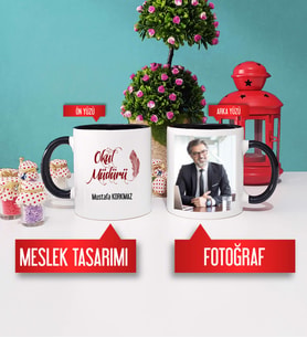 Okul Müdürü Kupa Bardak Siyah Fotoğraflı