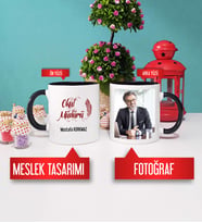 Okul Müdürü Kupa Bardak Siyah Fotoğraflı