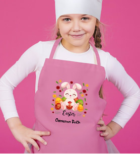 BK Gift Kişiye Özel Paskalya Bayramı Pembe Çocuk Mutfak Önlüğü-8