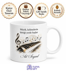 Klasik Müzik Severler İçin Özel Tasarım Baskılı Kupa Bardak Hediye