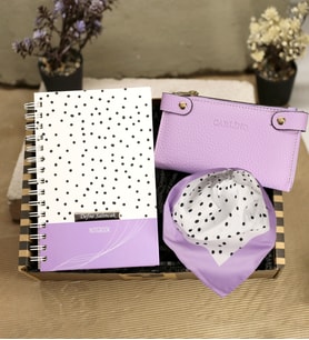 Kişiye Özel Desenli Defter & Portföy Cüzdan & Renkli Fular Hediye Seti