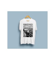 Oversize Siyah-Beyaz Çığlık Tablosu Çizim Unisex T-shirt