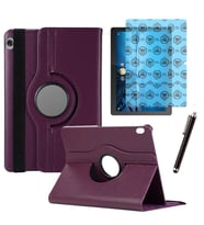Lenovo Tab M10 TB X505F Uyumlu Kılıf Ekran Koruyucu Ve Kalem Set (Mor)
