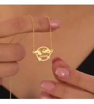 Kişiye Özel 925 Ayar Gümüş Tasarım Gökyüzü İsim Kolye (Gold)