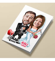 Kişiye Özel Evlilik Mahkumu Karikatürlü Tebrik Kartı
