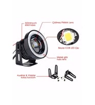 Mercekli Angel Led Halkalı Sis Far Gövde Su Geçirmez Angel Beyaz 76 mm