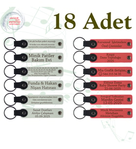 Beyaz & N Çiçeği, Nişan Töreni Davetlilerine Anlamlı Anı, 18’li Set, Kişisel Mesajlı Anahtarlık