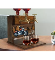 BK Gift Kişiye Özel Kabartma Motorsiklet Tasarımlı İsimli Çift Musluklu Doğal Ahşap İçki Standı-3, İçki Standı, Doğum Günü Hediyesi, Ev Hediyesi