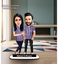 Kişiye Özel Karikatür Trabzon - Bordo Mavi Sevgili, Çift Taraftar Tasarımlı Biblo