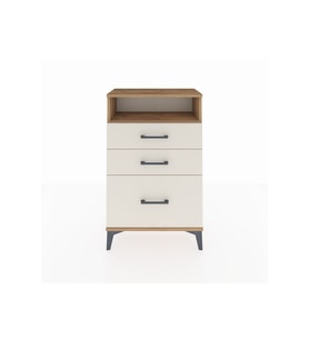 Arges Komodin Tek Raflı 3 Çekmeceli 60x30x96 Çam-Aytaşı