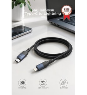 Torima Şarj Kablosu Type-C to Lightning Data Kablo U18 Siyah