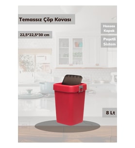 Kırmızı 8 Litre Tezgah Üstü Çöp Kutusu, Şık ve Pratik kullanım