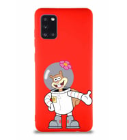 Samsung Galaxy A31 Soft Premier Kapak Sandy Tasarımlı Silikon Kılıf - Kırmızı (Şeffaf)