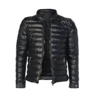 Sivaist Erkek Siyah Slim Fit İçi Kalın Kürklü Su İtici Şişme Deri Ceket & Mont