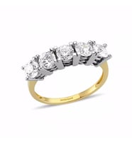 14 Ayar Altın 5 Taş Yüzük SWAROVSKİ Taşlı (Çok Renkli)