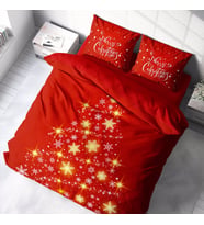 Monohome Yılbaşı Süsü Merry Christmas Çift Kişilik 3D Nevresim Takımı Pamuk Saten (Çok Renkli)