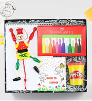 Resim Defteri & Çek Bırak Kukla & Faber Castell Pastel Boya & Oyun Hamuru Hediye Seti