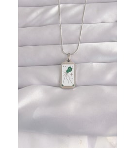 316L Çelik Gümüş Renk Beyaz Mineli Tarot Kolye - TJ-BKO9048