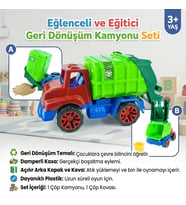 Oyuncak Çöp Kamyonu ve Çöp Kovası Seti 25x15x13cm Hareketli Kasa