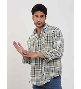 Dufy Yeşil Erkek Slim Fit Çiçek Desenli Klasik Yaka Uzun Kol Gömlek - 104885