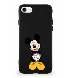 Apple iPhone SE 2020 Soft Premier Kapak Mickey Mouse-A Tasarımlı Silikon Kılıf - Siyah (Şeffaf)