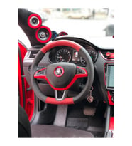 Siyah Kırmızı Oto Deri Direksiyon Kılıfı
