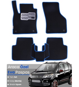 CİTROEN C3 PİCASSO (2009-2017) Uyumlu EVA Paspas Tam Set–Araca Özel,Su Geçirmez,Kolay Montaj
