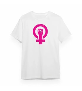 8 Mart Dünya Kadınlar Günü Baskılı Oversize Bisiklet Yaka T-shirt - Beyaz