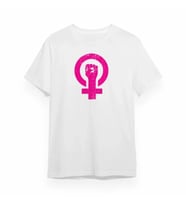 8 Mart Dünya Kadınlar Günü Baskılı Oversize Bisiklet Yaka T-shirt - Beyaz